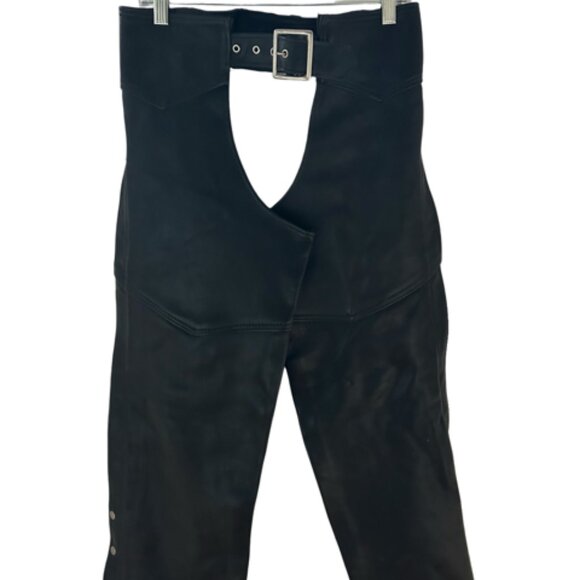 Walter Dyer VTG unisex Motorcycle leather chaps size L Made in USA - Picture 1 of 7